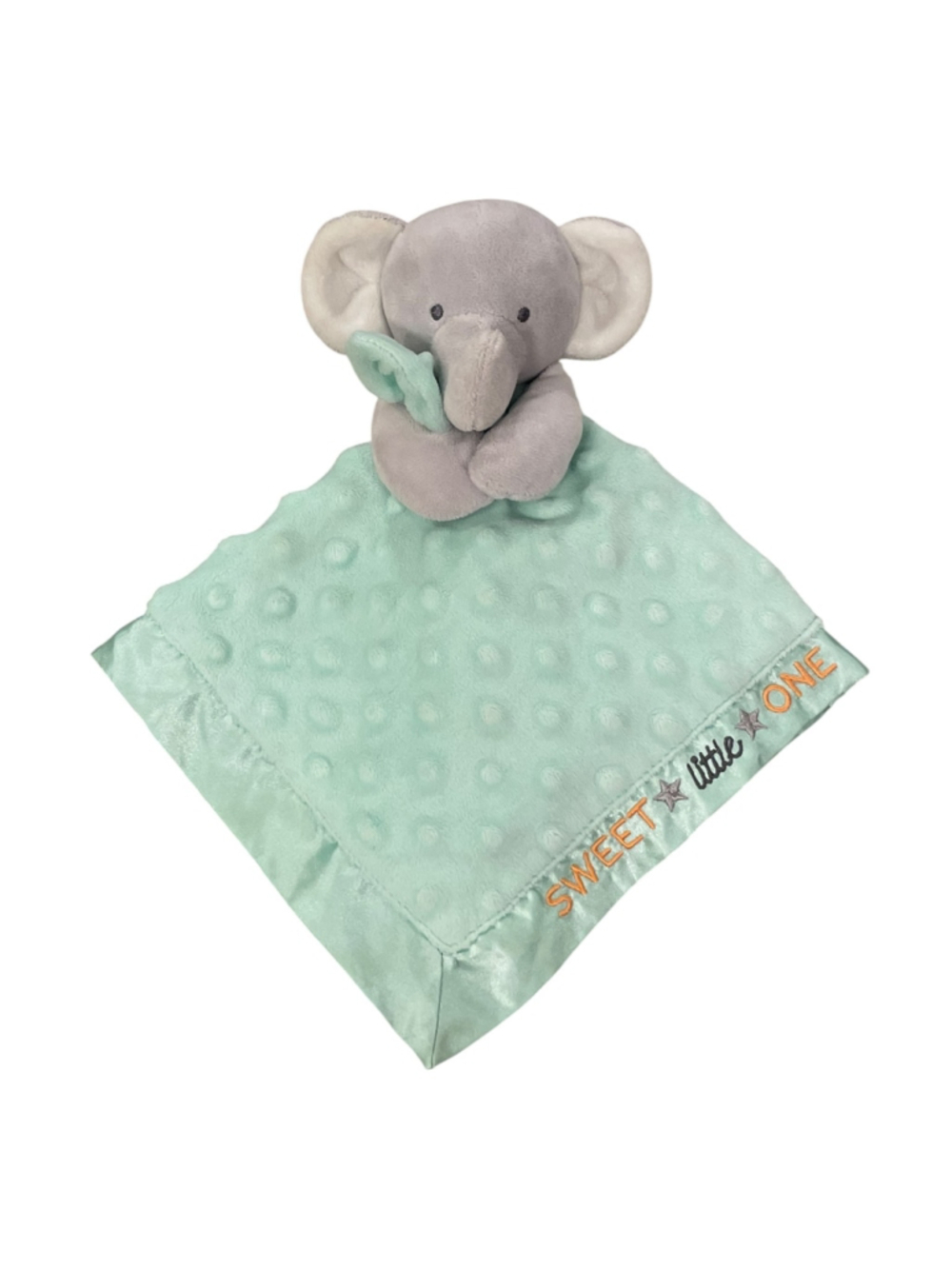 Carters Child of Mine Baby Elephant Sweet Little One Rattle Toy Lovey Satin Back